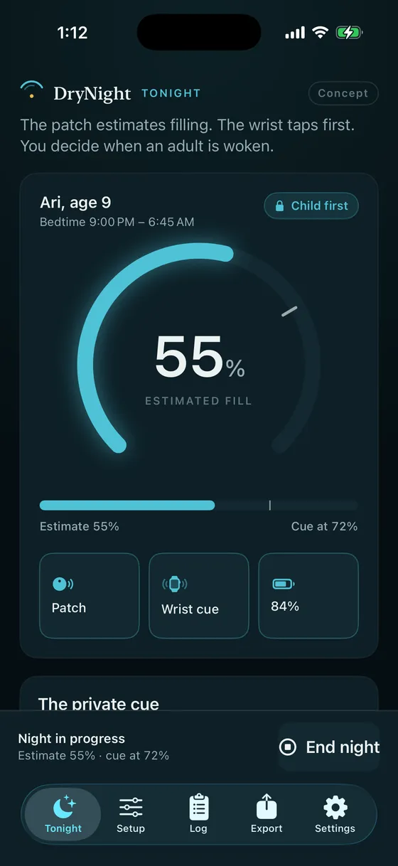 DryNight app: Sense overnight